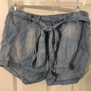 Super Soft Denim Tie Shorts